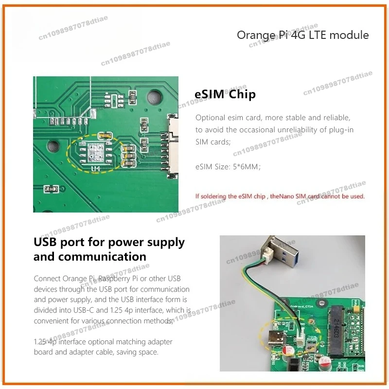 لوحدة Orange Pi 4G LTE، CAT4/ME909s-821ap V2/EG25-G/fibocom/Qualcomm/GNSS/eSIM/محرك مجاني/ubuntu/debian/RaspberryPi #3