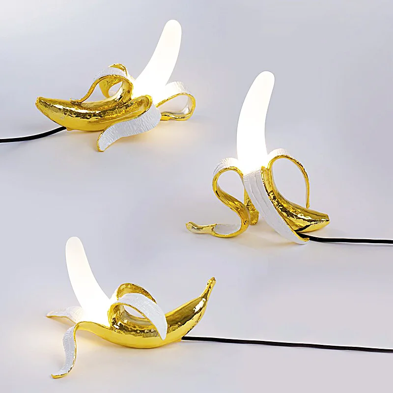 

Nordic Banana Shaped Desk Lamp Light Luxury Postmodern Creative Living Room Bedroom Decoration Resin Ornament Light Fixture