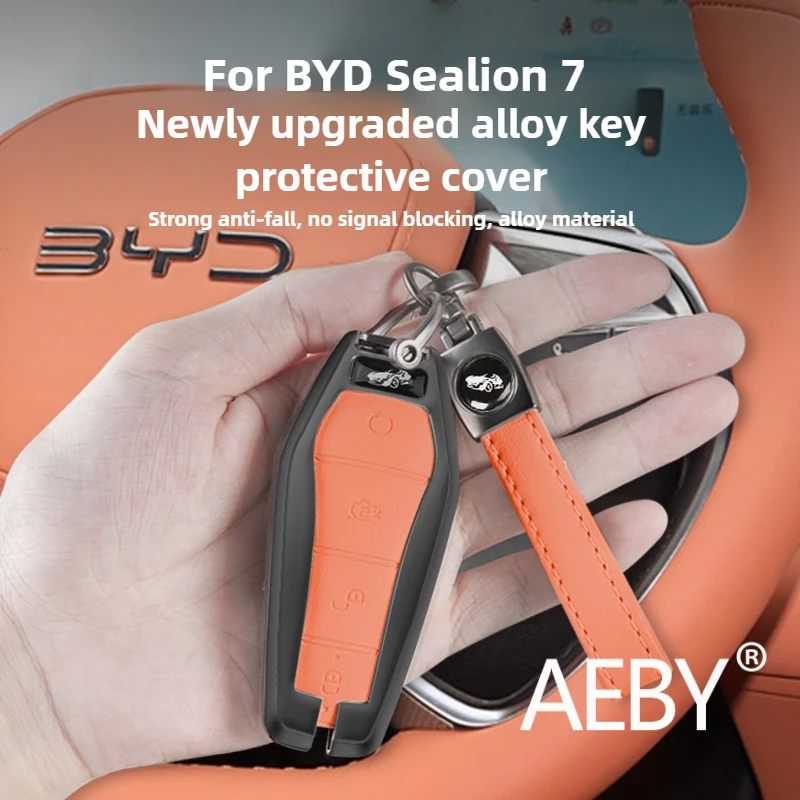 

AEBY For BYD Sealion 7 2024 Metal Key Fob Cover, Protective Case Shell Anti-Scratch, Detachable Keychain Interior Accessories
