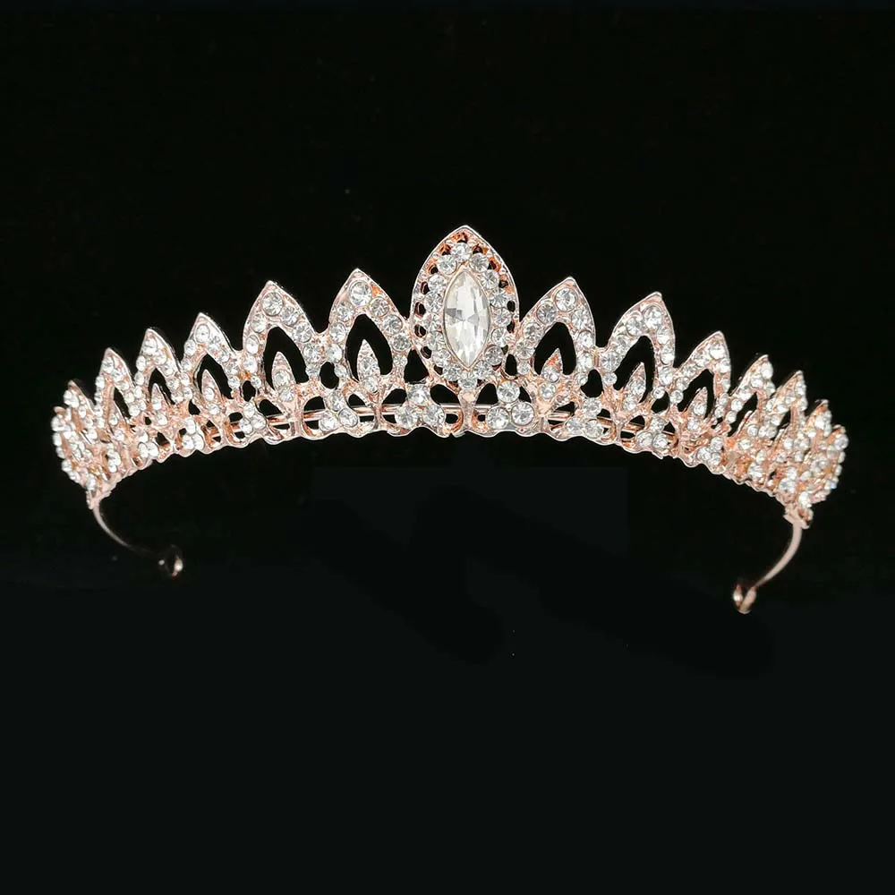 Princess Wedding Jewelry Alloy Headband Silver Color Crystal Bridal Tiara Headwear Hair Crown Ornaments