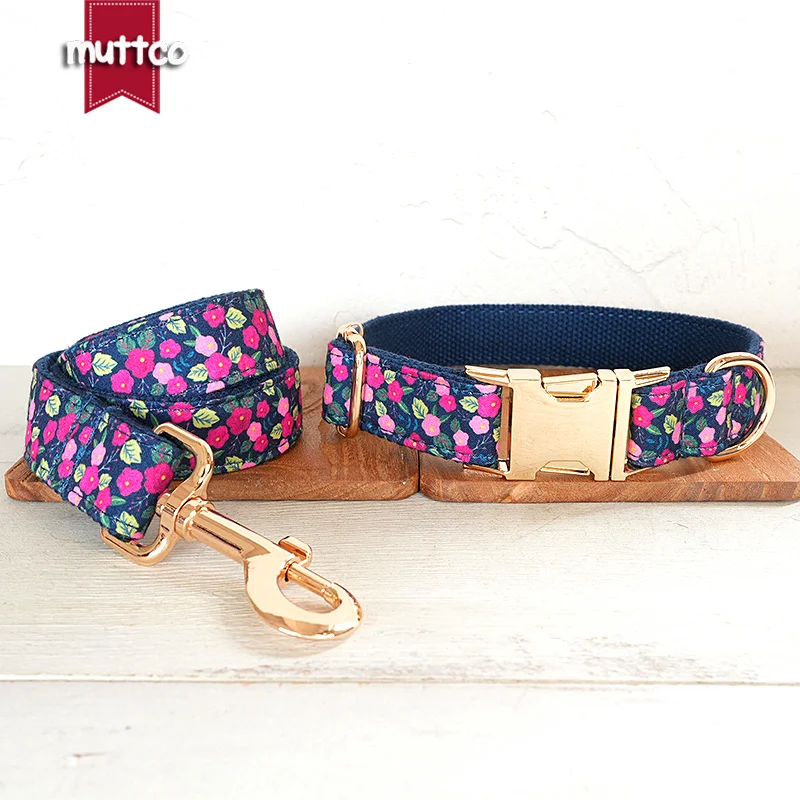 MUTTCO this is a bright flower pattern dog collar DARK ROSE GARDEN creates a mysterious and welcoming feel UDC149