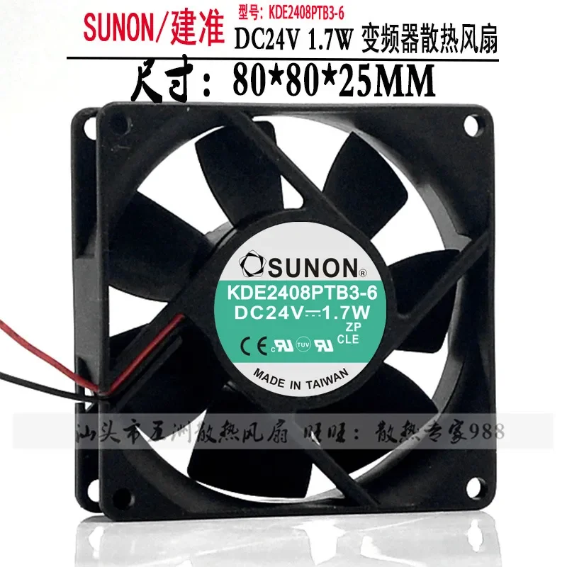 for SUNON KDE2408PTB3-6 8025 8cm 24V DC Inverter Cooling Fan Original Taiwan Jianzhun High Quality Silent Computer Case