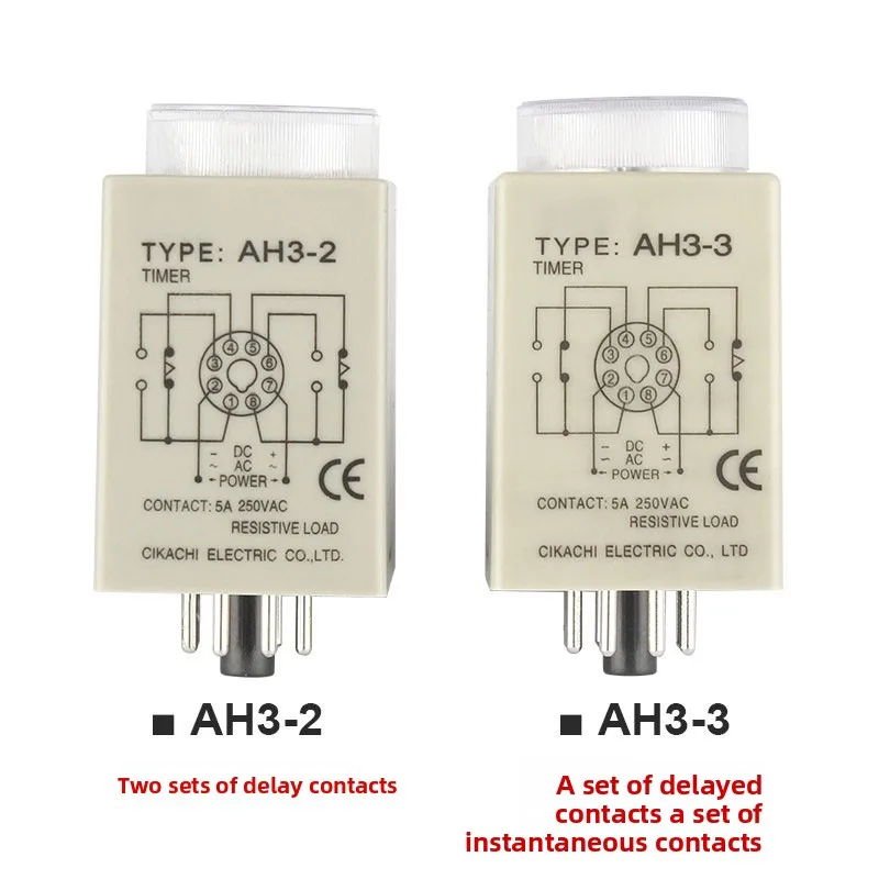 AC 36V 110V 220V 380V DC 24V Delay Timer Time Relay 0~60 Seconds 0~60 Minutes AH3-3 with Socket Base