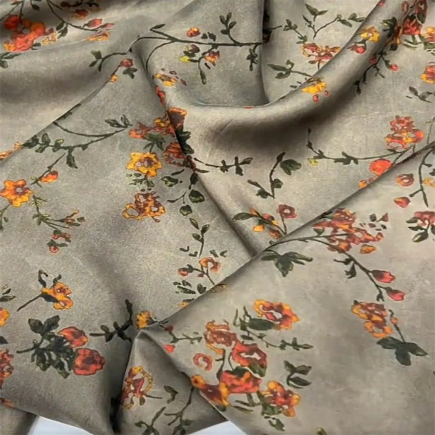 

Летняя винтажная ткань из шелка с добавлением медного аммония, высококачественная ткань для юбок-ципао в китайском стиле с принтом.