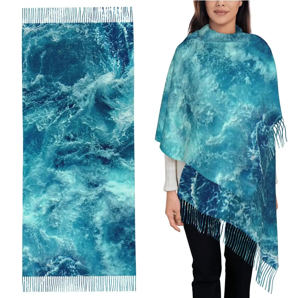 

Ocean Is Shaking Scarf Tassel Scarves Women Soft Warm Shawls and Wraps Large Fall Winter Shawl Wrap