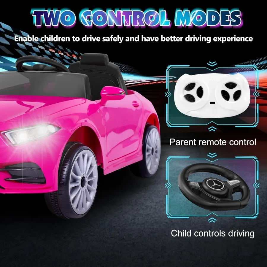 12V Ride On Car with 2.4G Remote ControlBattery Powered Electric Car Ride On Vehicle Double Doors 5 Point Safety Belt LED Light