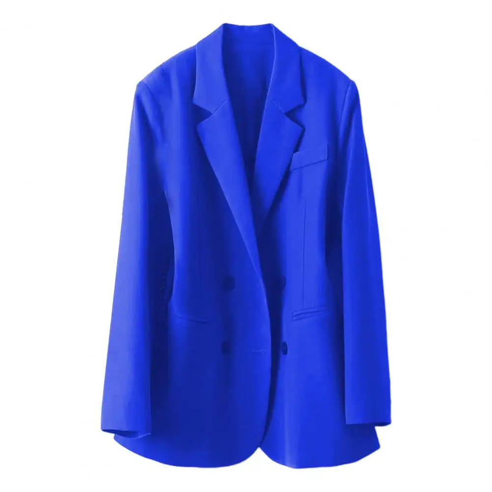 Manteau Imbibé à Double Boutonnage pour Femme, Veste Élégante avec Poches à Revers, Vêtements de Travail Professionnels