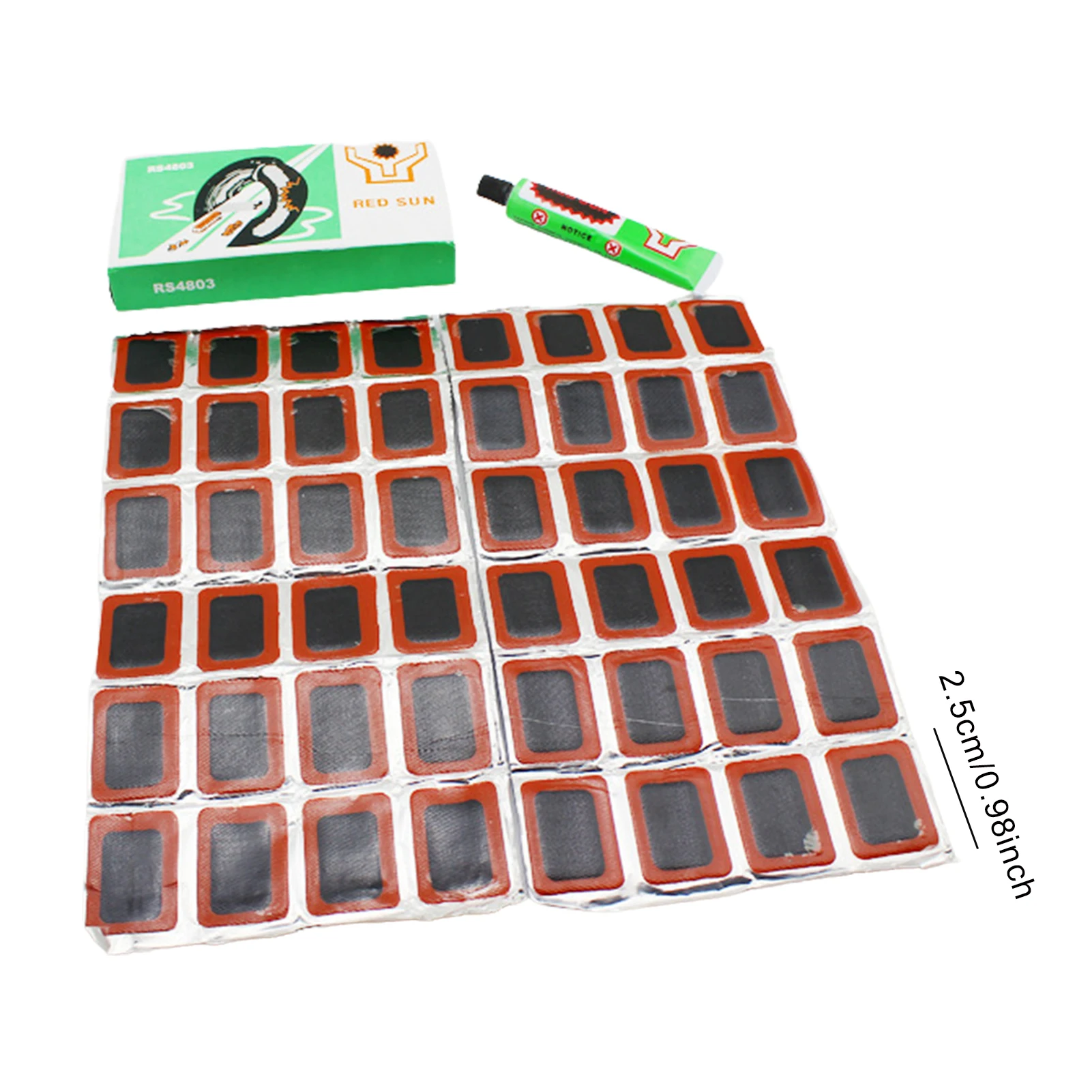 Radial Tire Repair Patches 48 PCS Vulcanizing Patches & 1 Rubber Glue Strong Adhesive Patches For Bicycle Inner Tube Repair