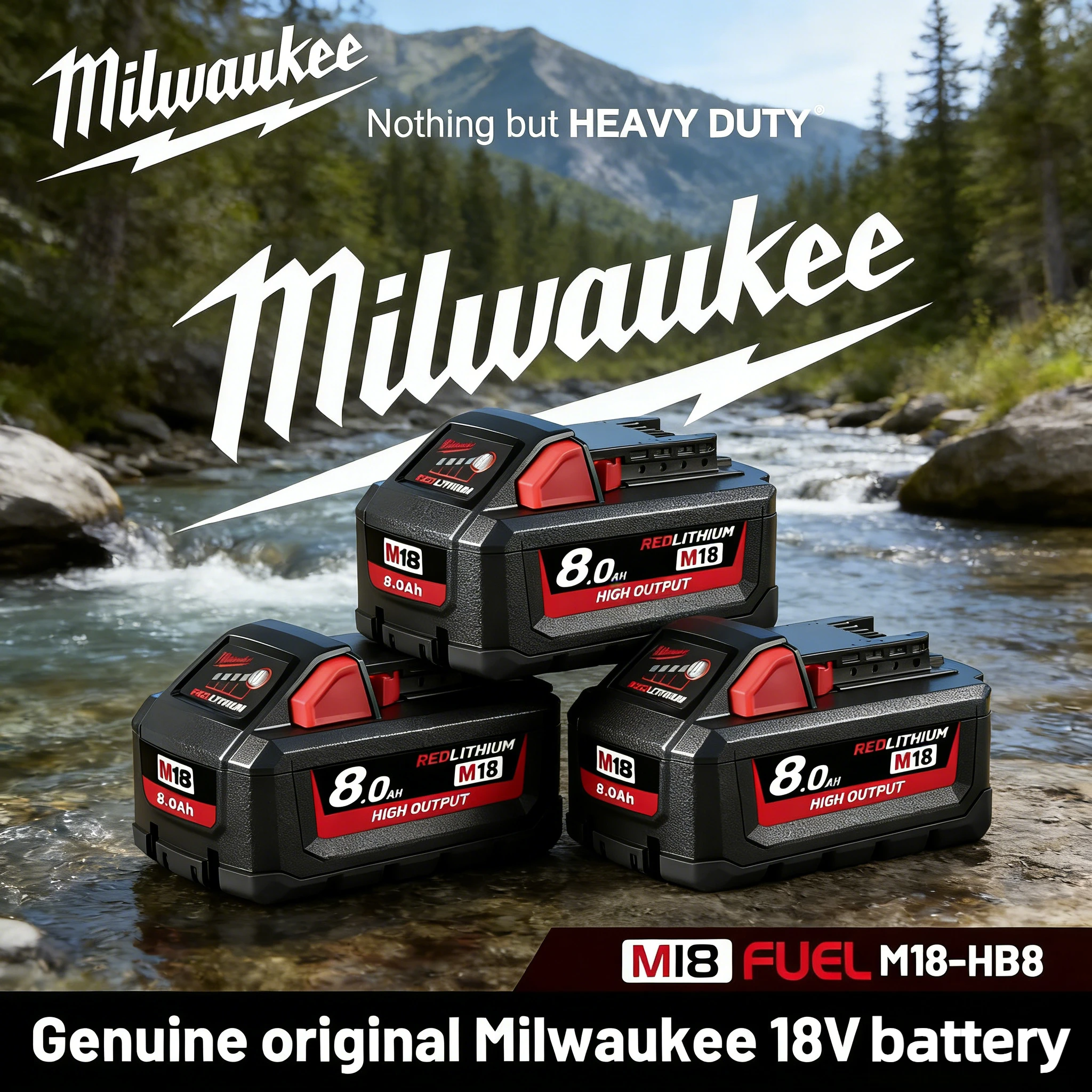 

8.0Ah M18 Li-ion Replacement Battery For Milwaukee 18V 48-11-1860 48-11-1850 48-11-1840 Cordless Power Tool Battery