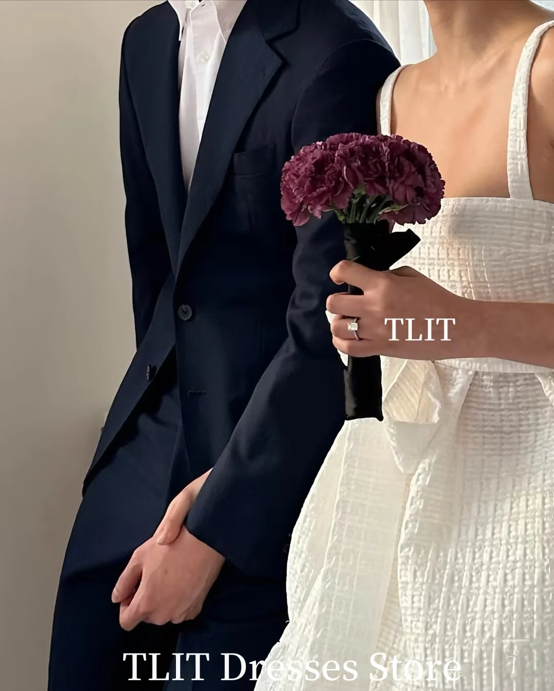 TLIT New A-Line Korea Wedding Dress Photo shoot Square Neck Straps Tiered Ankle-Length Bride Gowns Formal Party Dress Customized image 2