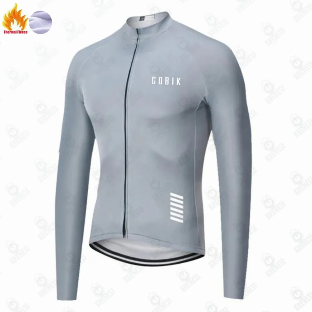 Cobik Cycling Wear Men\'s Winter Outdoor Sports Jacket Cashmere Warm Long Sleeve Cycling Wool Top Road Mountain Bike Uniform