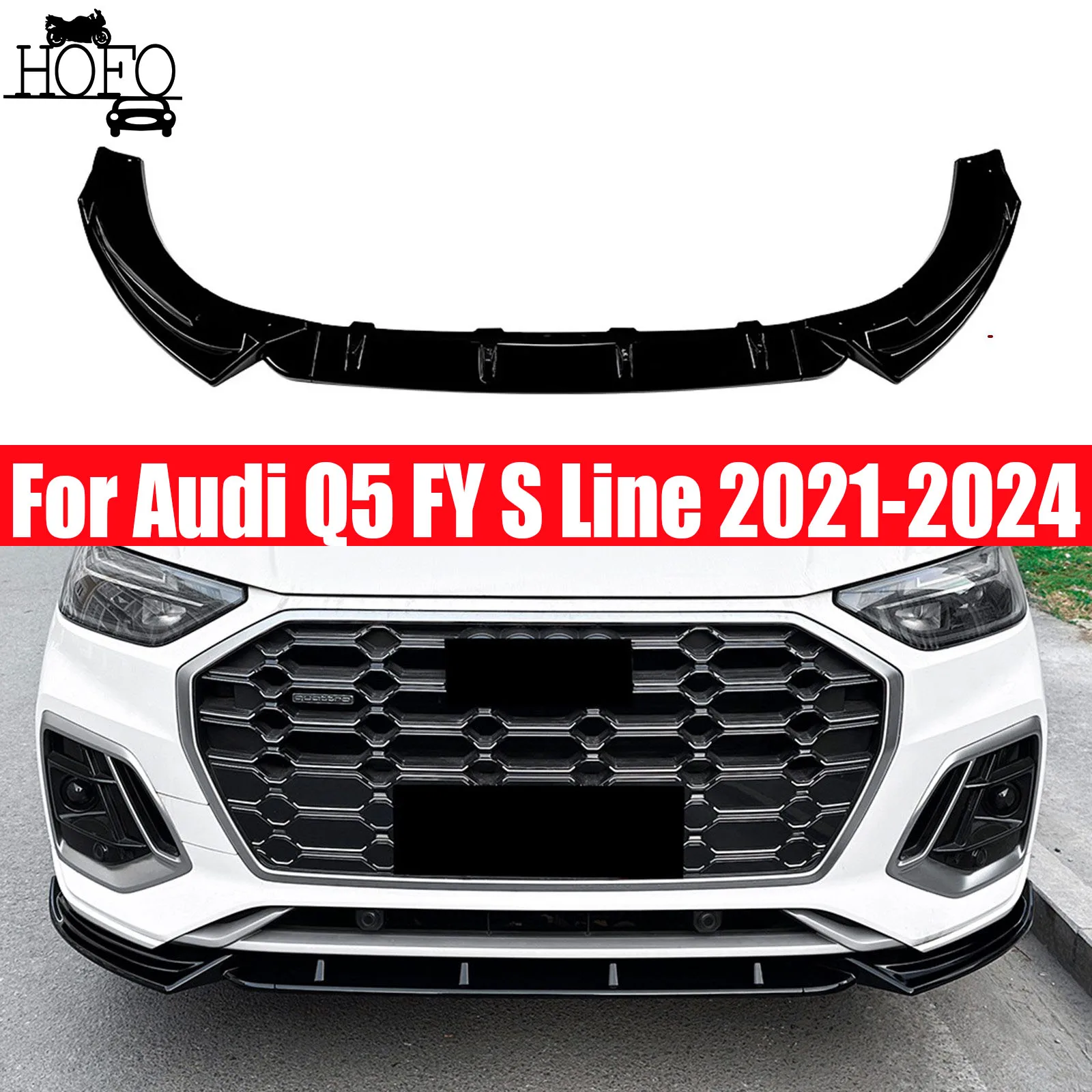 

For Audi Q5 FY S Line 2021-2024 Car Front Bumper Lip Spoiler Splitter Body Kit Exterior Trim Cars Accessories