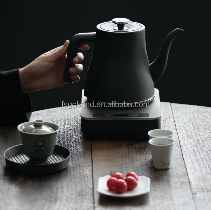 Luxury Wood Pure Titanium Intelligent Water Addition Digital Temperature Control Antibacterial Goose Neck Electric Kettle