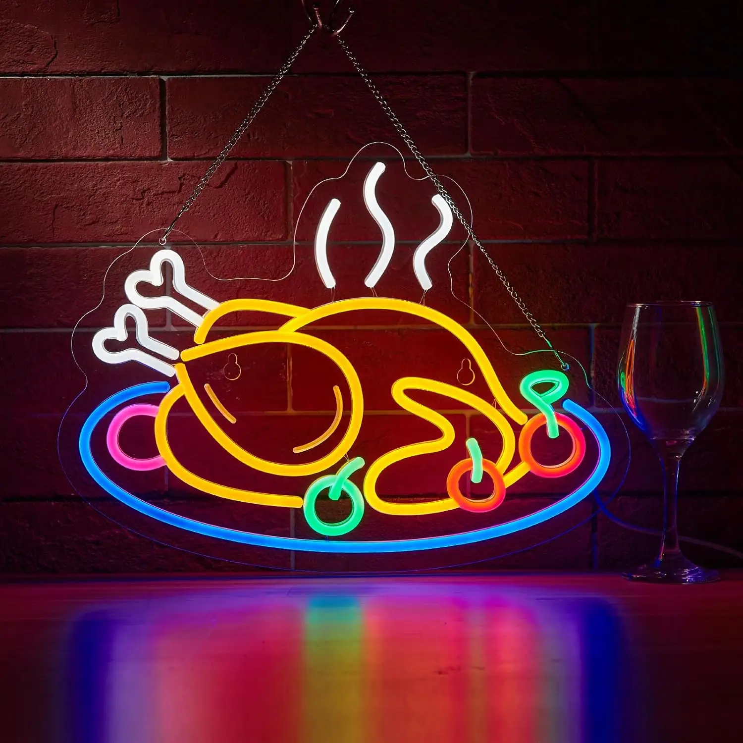 

Grilled Chicken LED Neon Sign Dimmable Night light for Bedroom Shop Kitchen Cave Decor Birthday Party Neon Decor Art Gifts