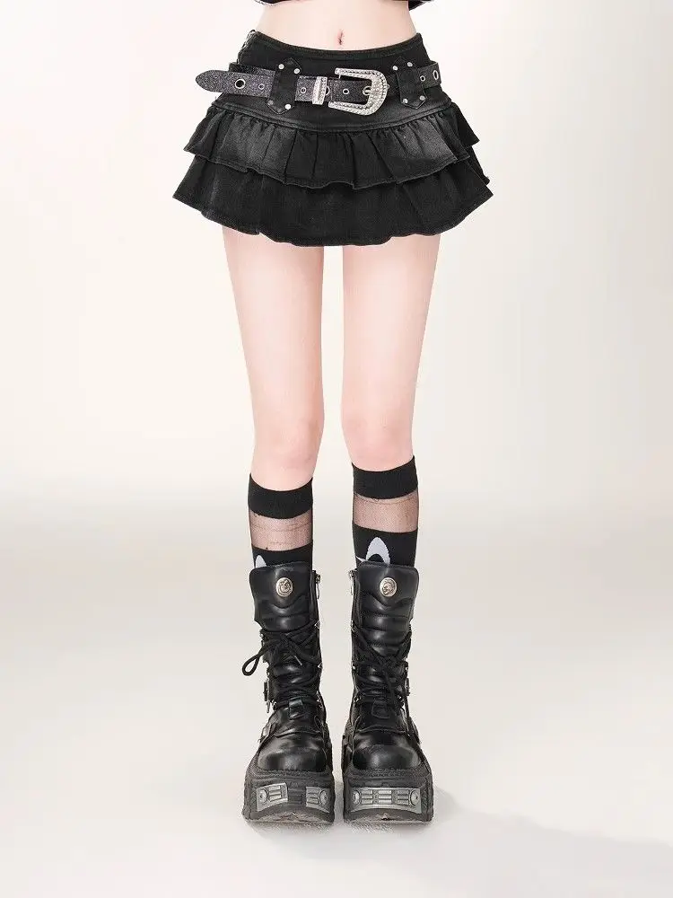 American Streetwear Sexy Summer A-line Gothic Mini Denim Skirts New Fashion Women Hot Girl Sweet Kawaii Bow Vintage Y2k Clothes