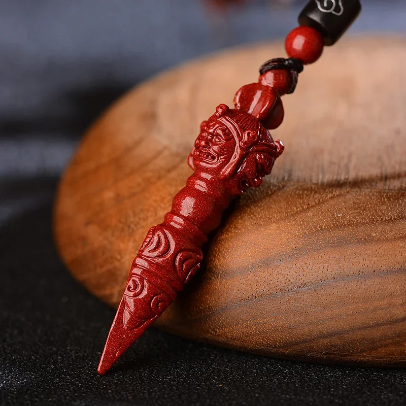 Figurines Natural Cinnabar Descending Magic Pestle King Kong Pestle Pendant Necklace Pendant Amulet Key Chain Peace Good Fortune