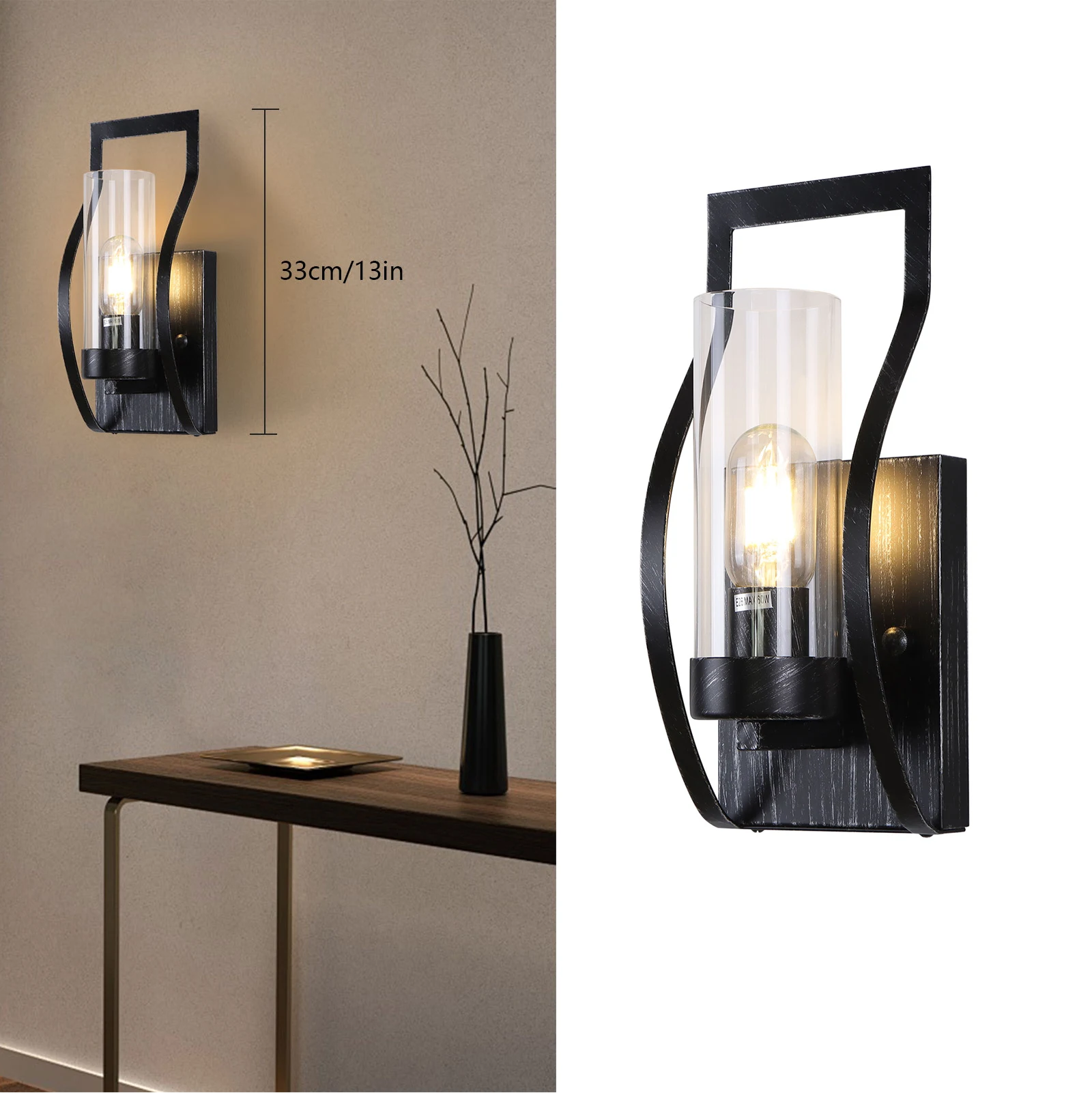 

Modern Wall Lamps, Wall Lamps, Bathroom Lamps, Wood Grain+black Finish (E26)