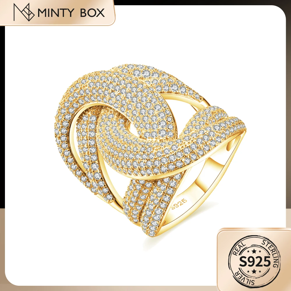 

MINTYBOX Luxury D Color Moissanite Rings for Women Man 925 Sterling Silver Diamond Wide Hollow Ring Anniversary Rings Jewelry