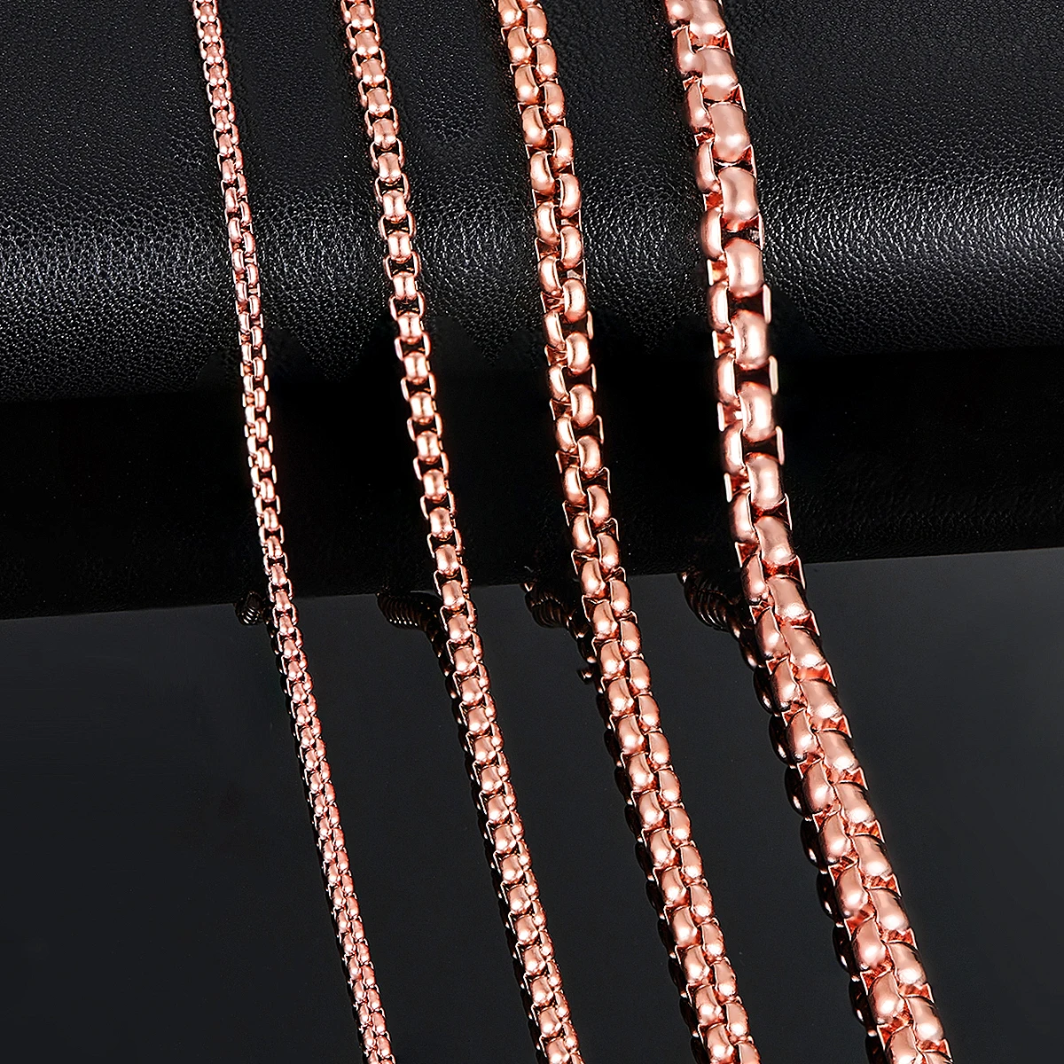 1 Piece 2mm/3mm/4mm/5mm Thickness Rose Gold Color Link Jewelry Classic Curb Necklace Stainless Steel Chain for Men Women