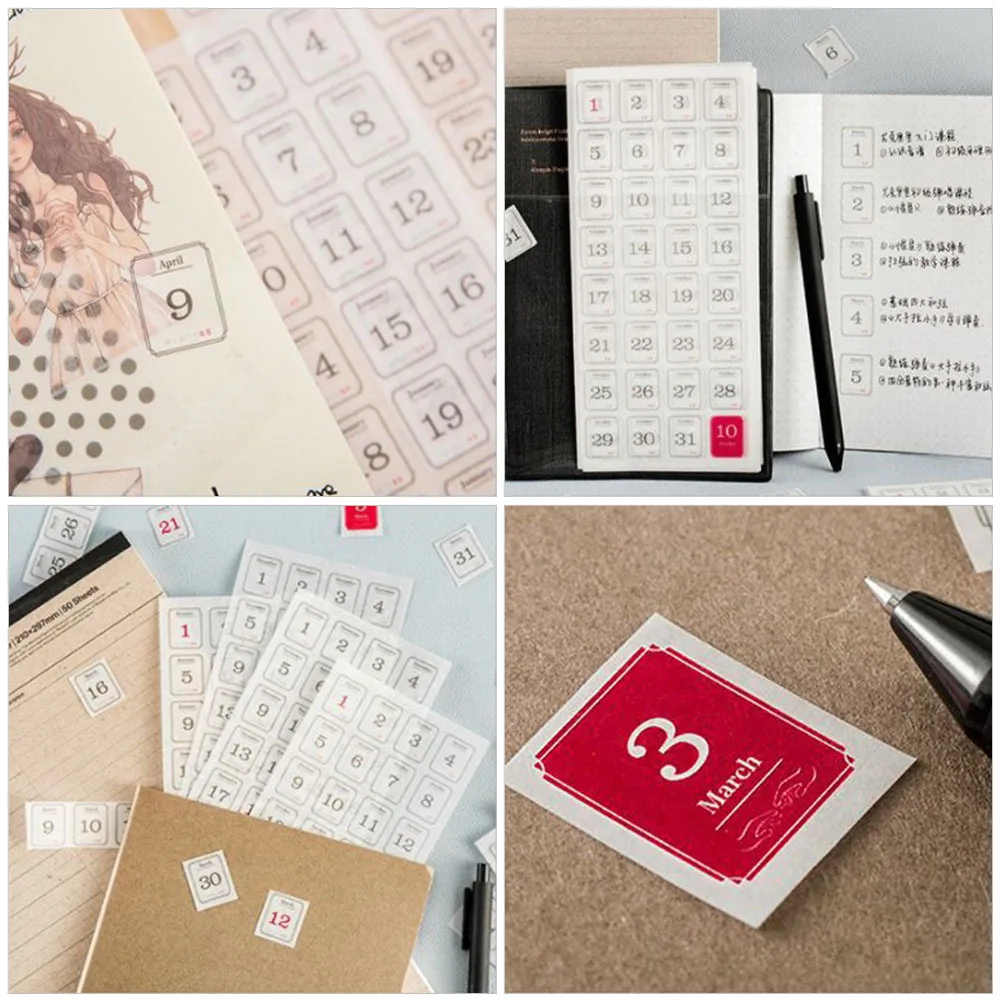 

24 Sheets Date Stickers Monthly Planner Stickers Everyday Index Labels for Office Student Daily Use Convenient Calendar Tabs