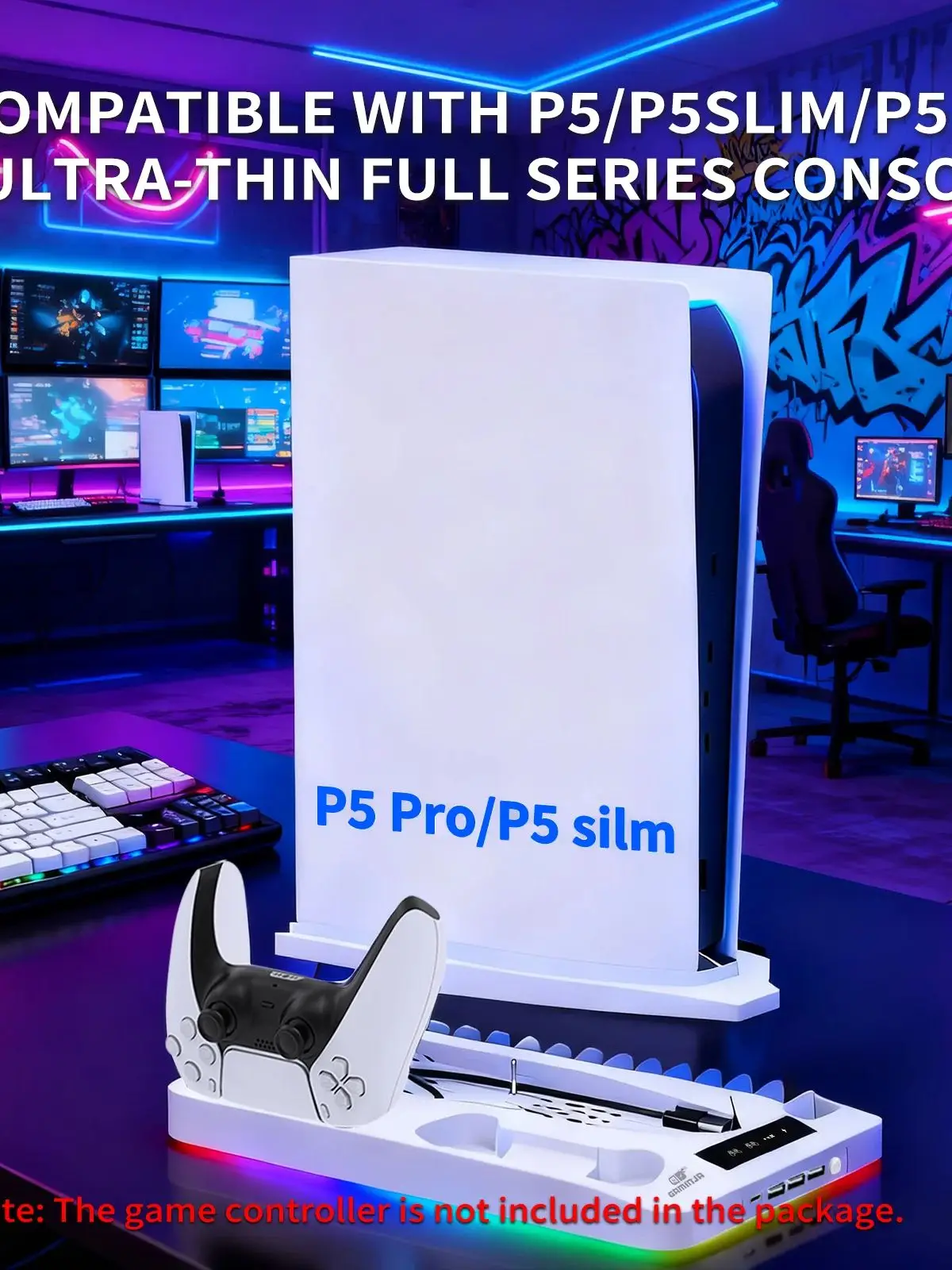 GAMINJA P58 support de refroidissement pour PS5 RGB Base de charge double contrĂ´leur Station de charge chargeur double contrĂ´leur pour accessoires PS5