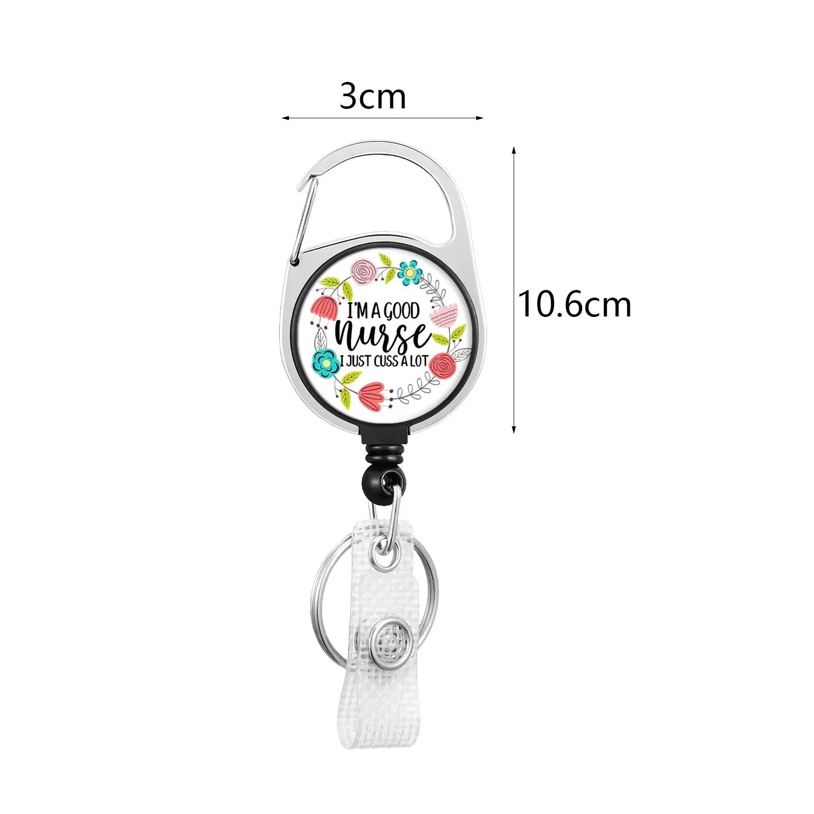 Retractable Keychain with Metal Carabiner Belt Clip Badge Reel Holder for Office Teachers Nursing Assistants Work Rn Nurses