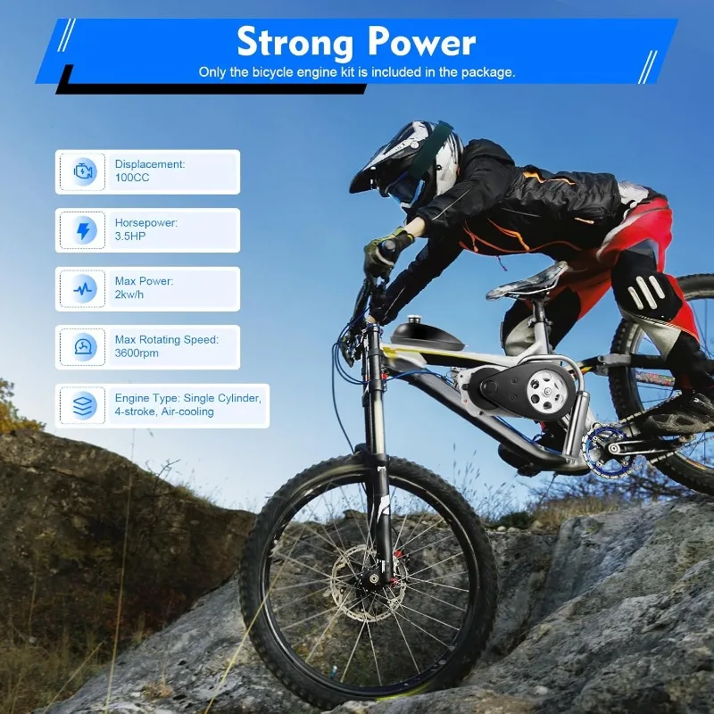 100CC 4 ストローク自転車エンジンキット 3.5HP 自転車ガソリンエンジンモーター 3600RPM 高速電動自転車キット 50KM/H 最大