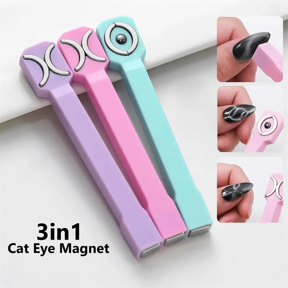 Magnet mata kucing kuat untuk kuteks Gel, alat magnetik mata kucing 3 In 1 untuk seni kuku