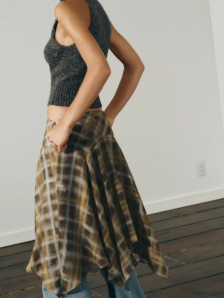 Invierno 2025 Nueva falda midi a cuadros Faion cómoda e informal dulce Ropa de mujer Ele Sle puesta en escena Tradicional...