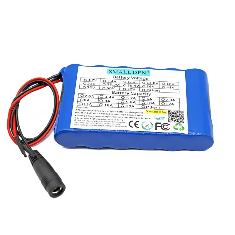 リチウム電池パック,高電流,充電式,bms120w,3s2p,12v,6a,18650, 6000mah