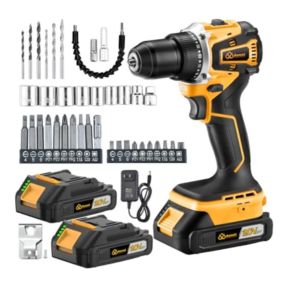 

Cordless Drill Set/Driver 20V Electric Power Drill With Battery And Charger 40N Torque 20+1 Settings 2 Batteries 3/8-Inch Keyle