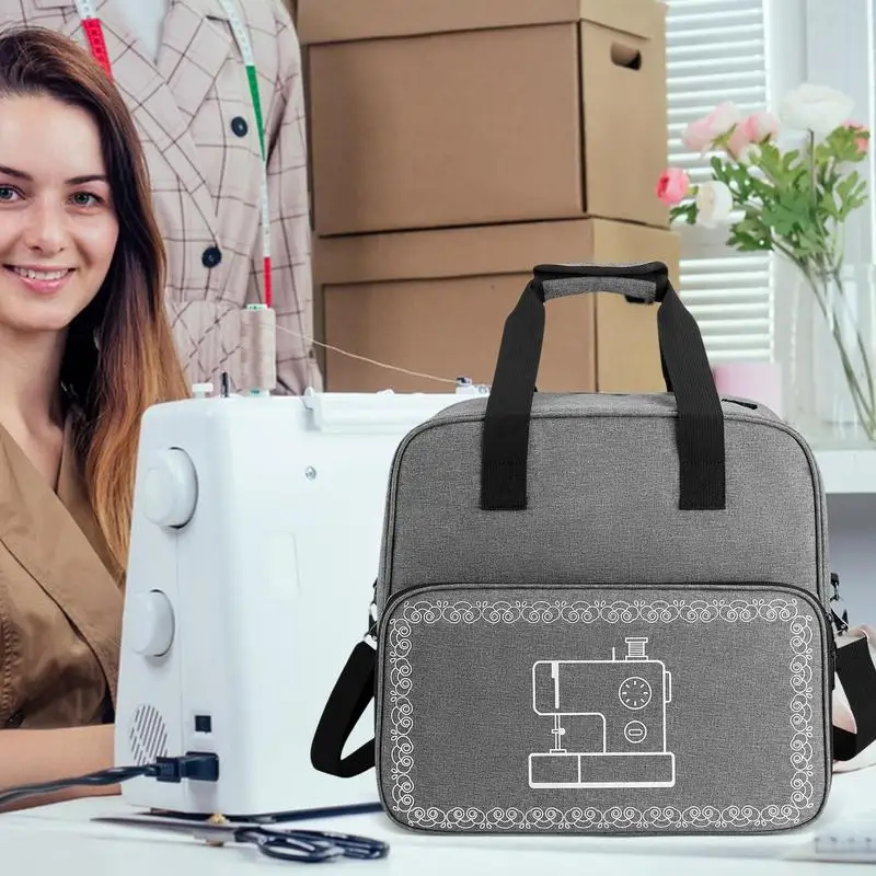 Sewing Machine Tote Sewing Storage Case Multiple Pockets Waterproof Protective Sewing Accessories Tote Bag For Fabrics Manuals