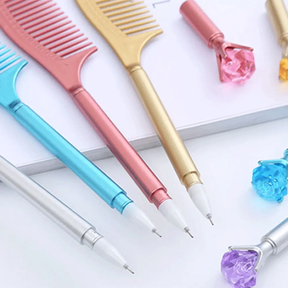 Student Stationery Creative Comb Shape Gel Pen with Comb Funny Neutral Pen Multifunction Novelty Signature Pen Student