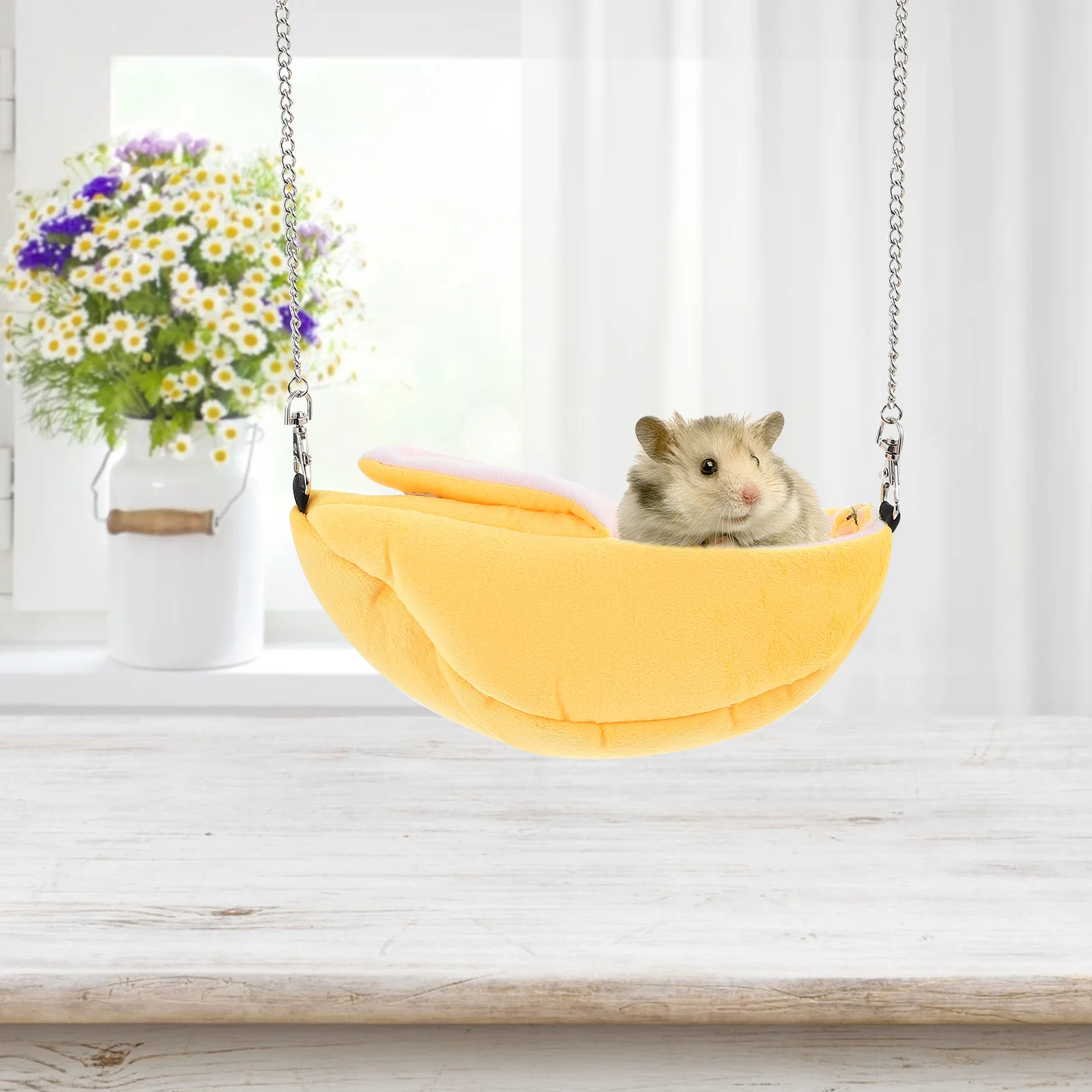 

Banana Hamster Bed Hammock for Small Animals Premium Cotton Warm Hanging Nest for Sugar Glider Squirrel Mouse Pet House Cage
