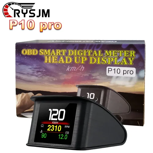 Pantalla frontal P10 PRO para coche OBD HUD OBD2, ordenador Digital integrado, kilometraje, pantalla de ordenador de conducción OBD, accesorios electrónicos