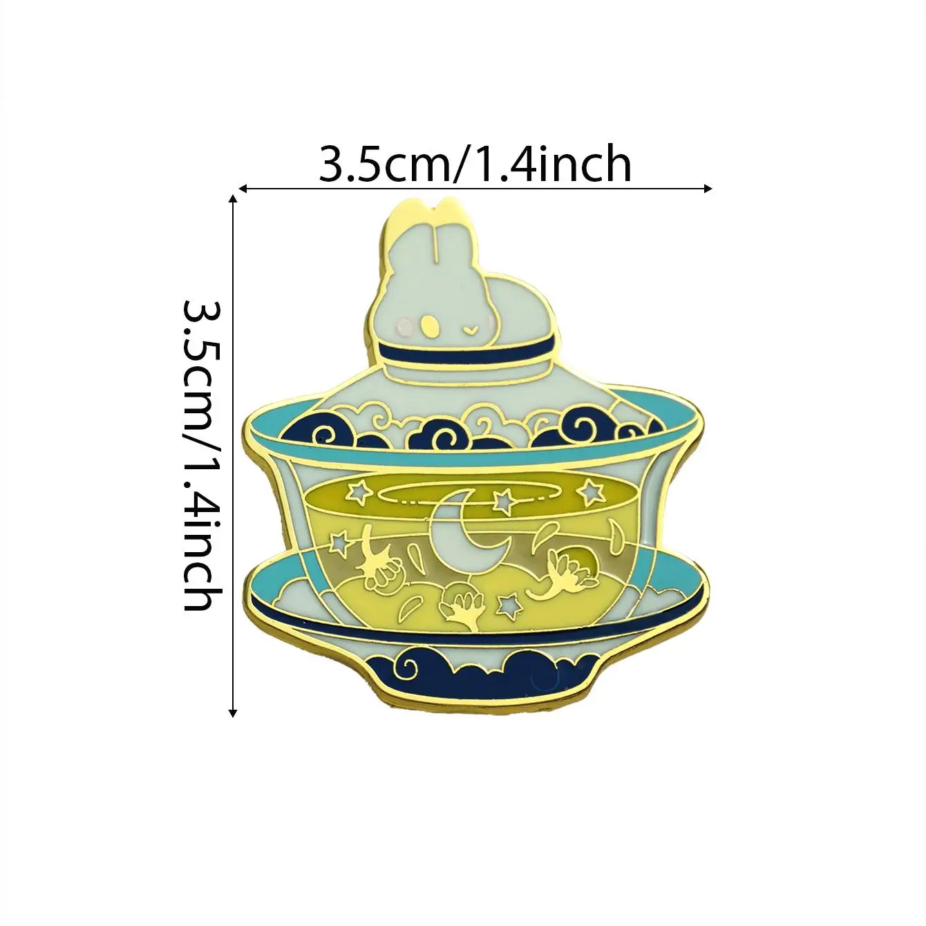 Cute Porcelain Gaiwan Bunny Hard Enamel Pin Animal Badge Brooch for Jewelry Accessory Gifts for Women Girls