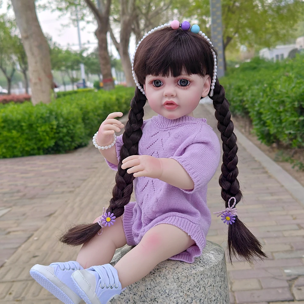 22 インチ完成リボーン人形フルシリコーンビニール 55 センチメートル新生児女の子ドレスアップシミュレーションおもちゃ子供のための新年のギフト