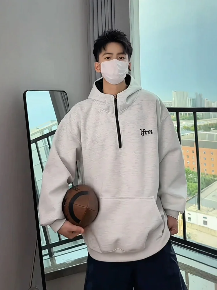 

Мужская толстовка с капюшоном и высоким воротником American Sle, утепленная, спортивная, повседневная верхняя одежда для зимнего сезона, молодежный стиль