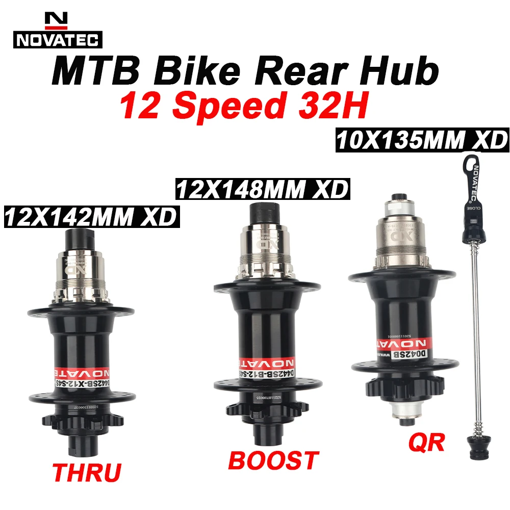 NOVATEC 32H XD Mountain Bike Rear Hub 10X135mm/12X142mm/12X148mm Quick/Thru Axle/BOOST Cube MTB Bike hub For Sram XD Hub