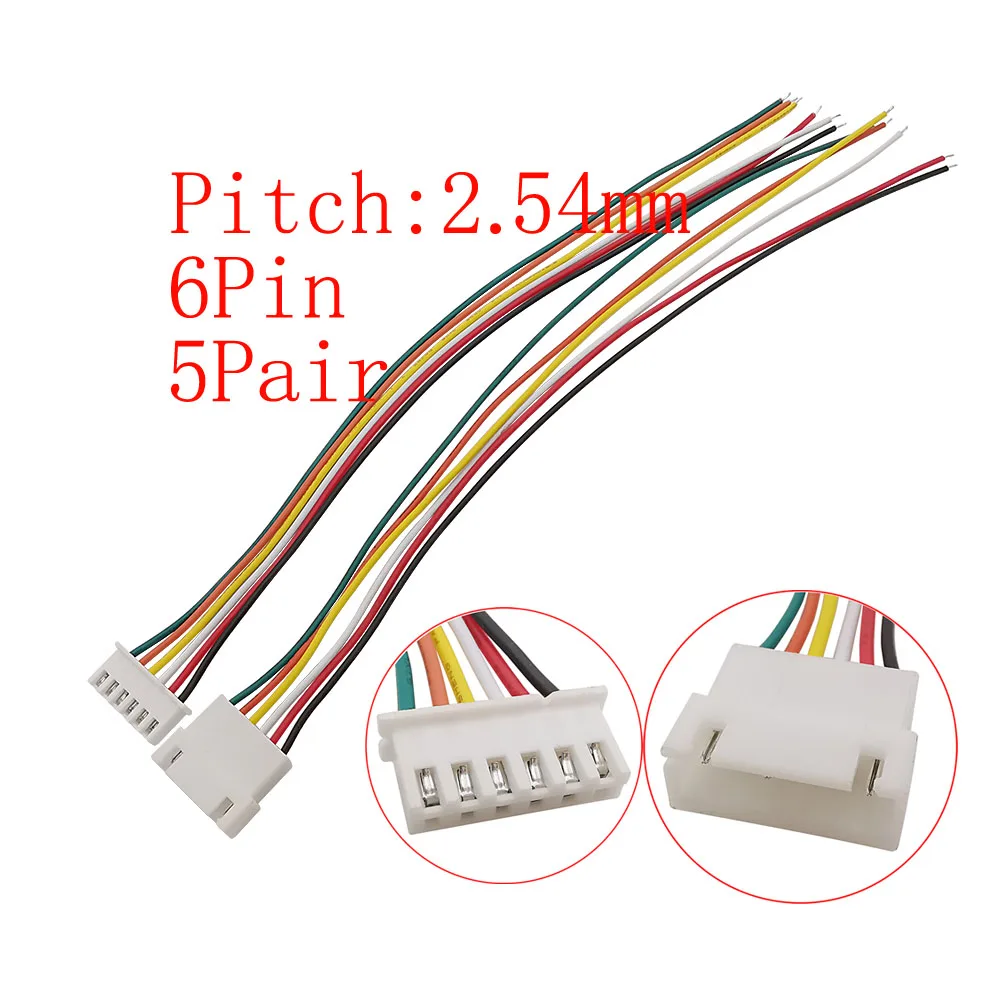 10Pcs/lot JST XH2.54 XH 2.54 mm Pitch 2P/3/4/5/6 Pin Male Plug / Female Socket Battery Charging Wire Cable Connector 26AWG 20CM