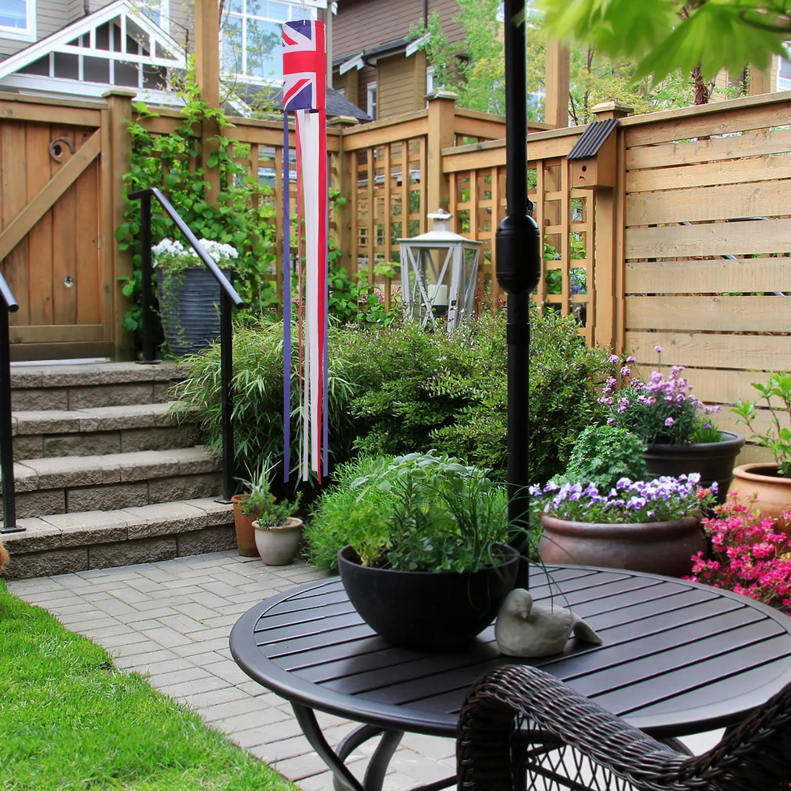 British Flag Windsock for Outdoor Spaces 59 Inch Weatherproof Garden Decor Uk Flag Striped Wind Indicator Patio Lawn Yard Home