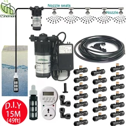 Outdoor Misting System Kit with Silent Pump , 49ft Tube ,16pcs Thread Brass Misting Nozzle for Patio Garden Backyard