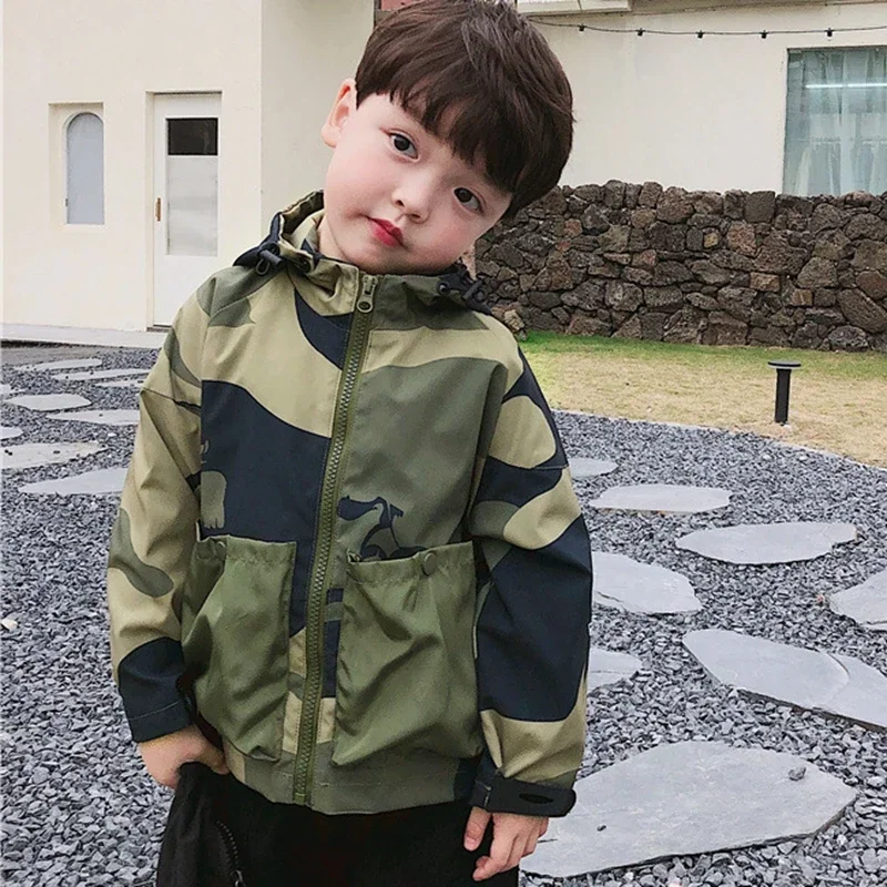 

Boys Spring Autumn Fashion Jacket Coat New 2025 Kids Camouflage Print Zipper Hooded Outdoor Jackets Teen Casual Clothing