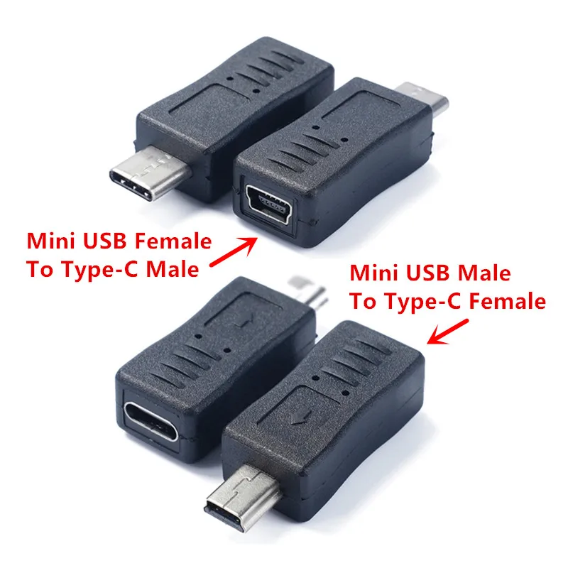 1Pc Type C To Mini USB Adapter USB Type C Male To Mini USB Female Adapter Connector Converter Adaptor For Gamera GPS Phones MP3