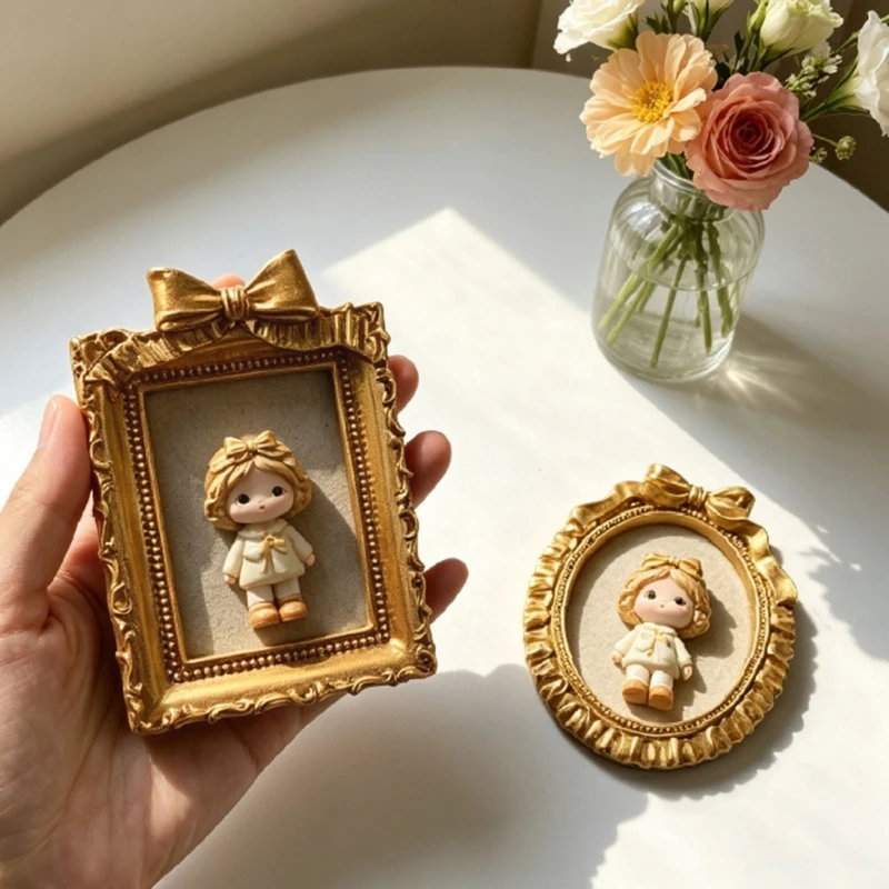  Home Photo Frame Accent for Refrigerator Front and Metal Cabinet Display, Ornate Small Frame Piece for Indoor Use