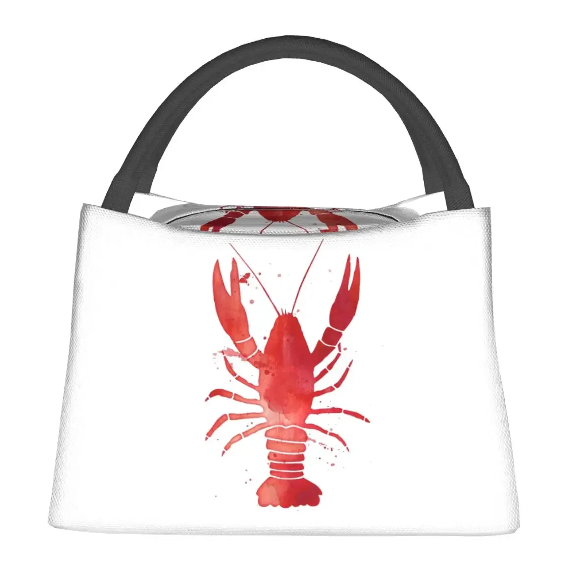 Watercolor Red Lobster Lunch Bags Insulated Bento Box Portable Lunch Tote Picnic Bags Cooler Thermal Bag for Woman Kids School