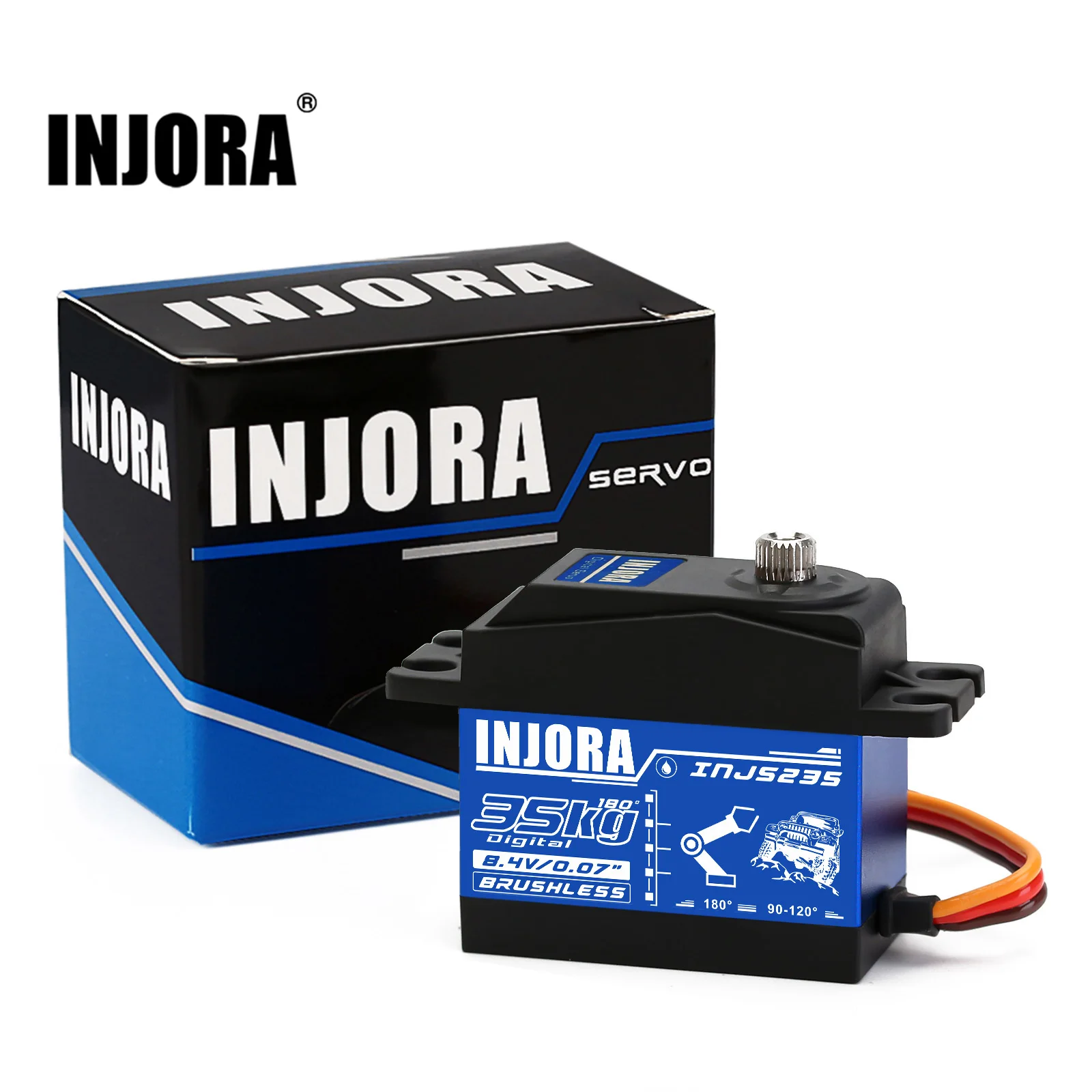

INJORA INJS235 35KG Waterproof Brushless Servo High Voltage Metal Gear Large Torque Digital Servo For 1:10 1:8 RC Car Model