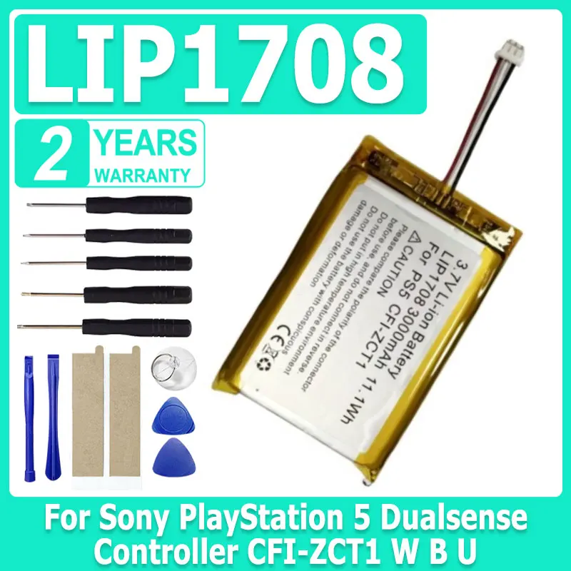 

3000mAh Rechargeable Li-ion Battery LIP1708 Batteries for Sony PlayStation 5 Dualsense Controller CFI-ZCT1 W B U