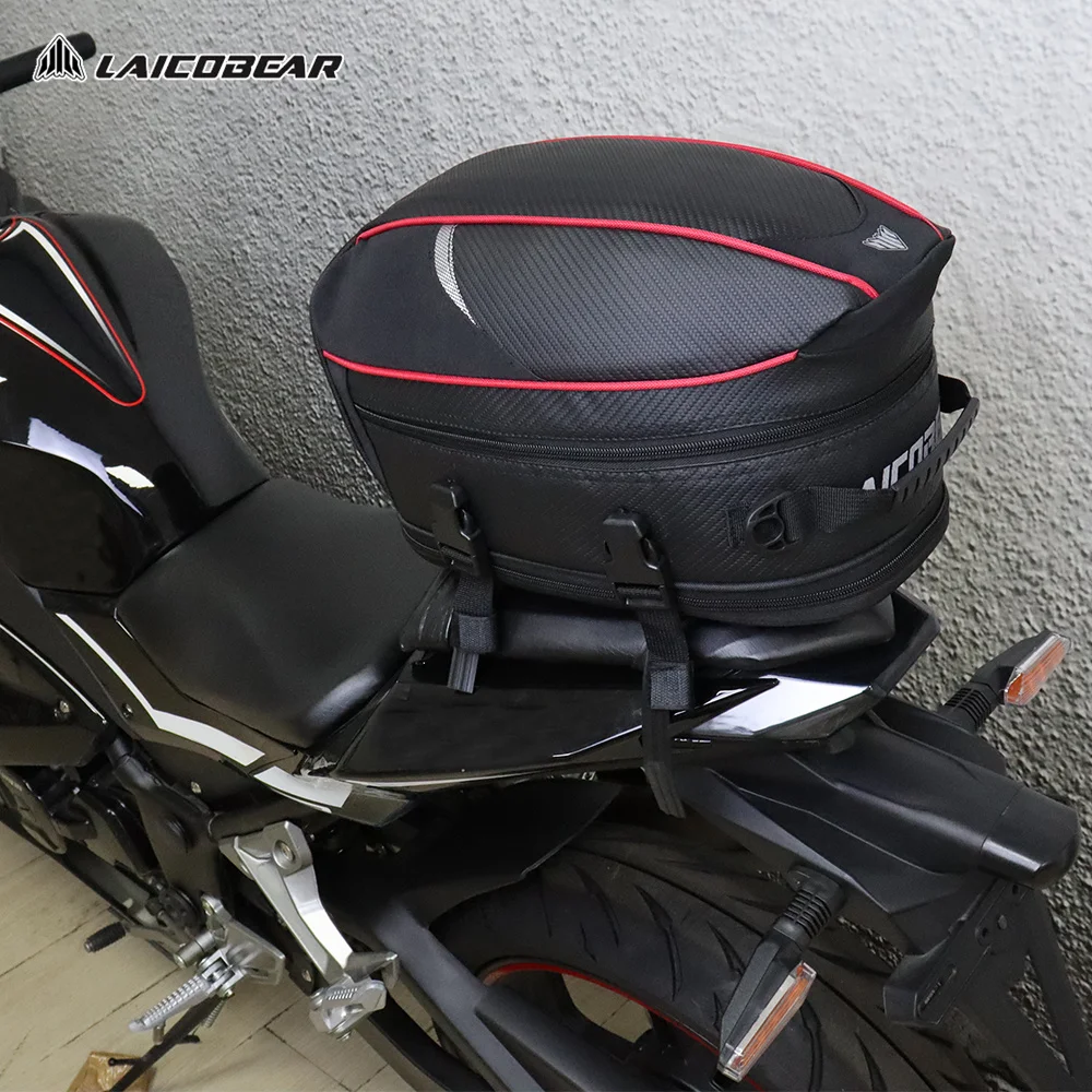 Motorcycle Tail Bag Black Motorbike Waterproof Tail Travel Rider Luggage Rear Back Seat Bag Large Capacity Saddle Bag