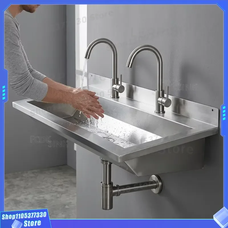 304 316 Stainless Steel Industrial Sink 1.2mm Thick School Wash Basin Hospital Factory Outdoor Commercial Kitchen Sinks